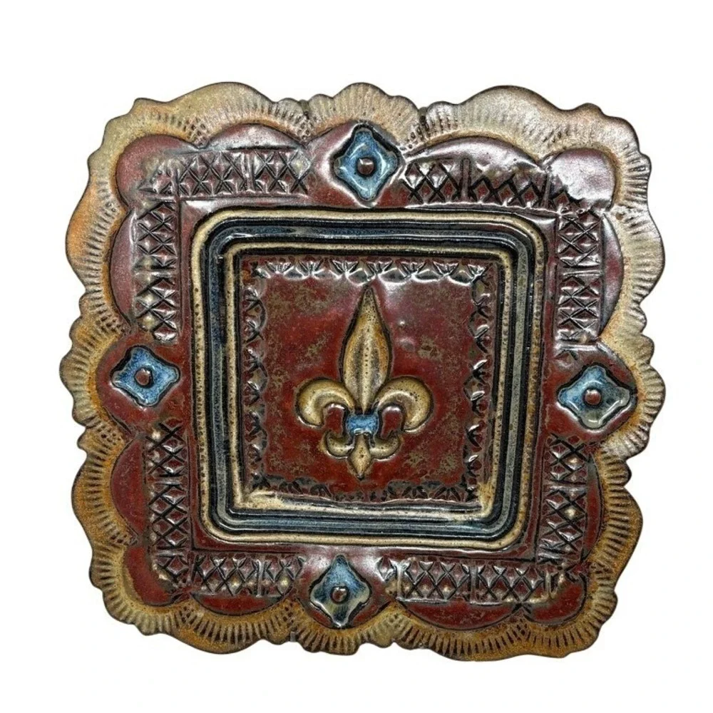 AWA Studio Argyle‎ Texas Fleur-de-Lis Wall Plaque Western 10x10